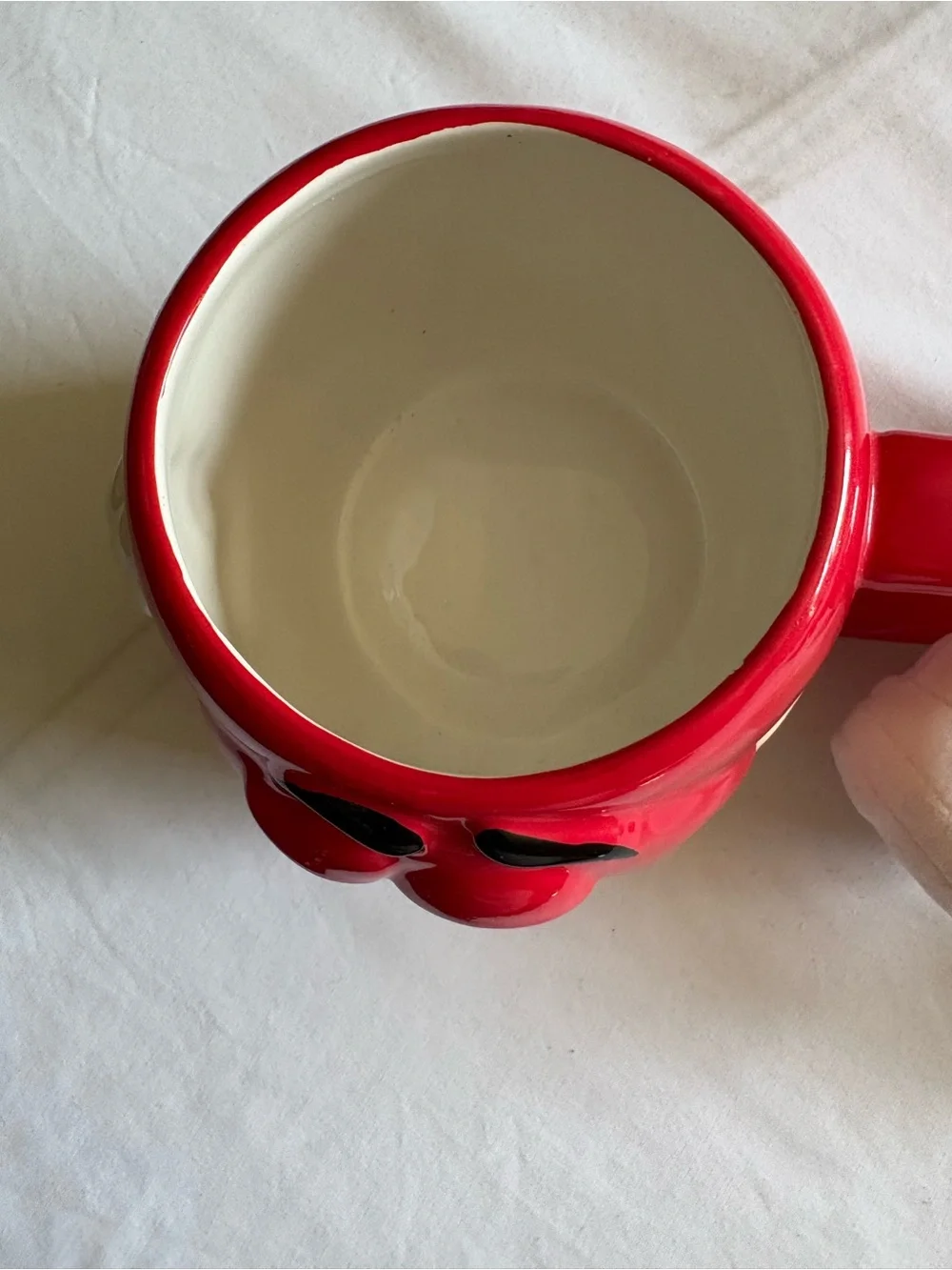 Vintage 2002 3D Red Character M&M Ceramic Mug with Red Plush & Branded Ribbon